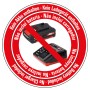 Symbol: Akku und Ladegerät für Einhell Akku-Rasenmäher nicht enthalten.