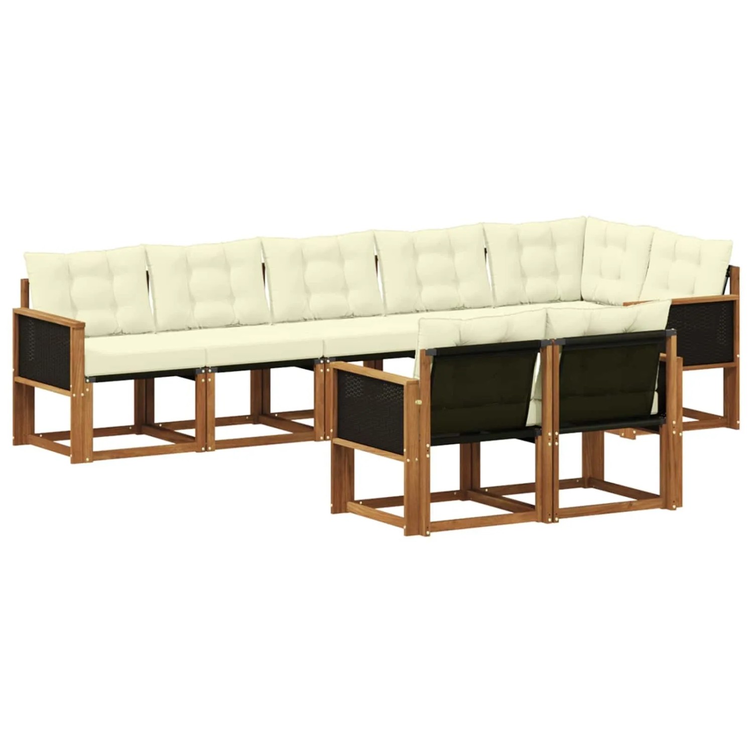 vidaXL Outdoor-Sofagarnitur mit Kissen 8 Stk Natur und Creme 3382022