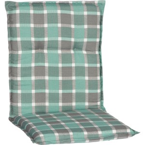 Beo Niedriglehner Auflage Büsum Karo: Gartenstuhlauflage mit türkisen, grauen und weißen Karos.