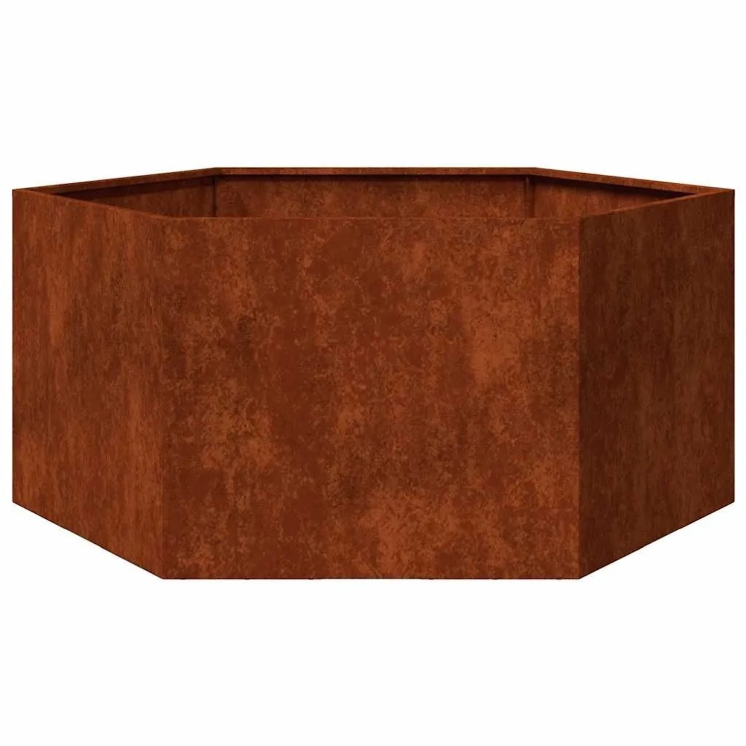Rostfarbener vidaXL Pflanzkübel aus Cortenstahl, 90x90x45 cm, für Garten und Terrasse.