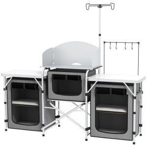 Outsunny Campingküche Aluminium Polyester Grau 172L x 48B x 119H cm