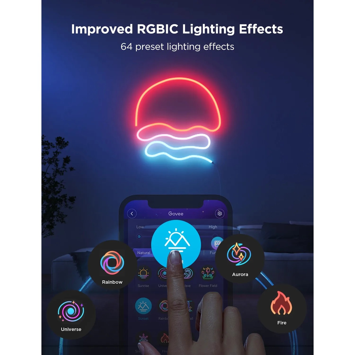 Govee Neon Lichtschlauch: LED-Streifen mit App-Steuerung und RGBIC-Farben für individuelle Lichteffekte.