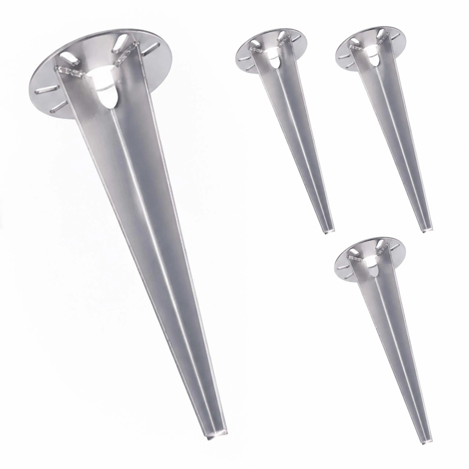Relaxdays Erdspieße 4er Set Edelstahl Silber Rostfrei für Gartenlampen