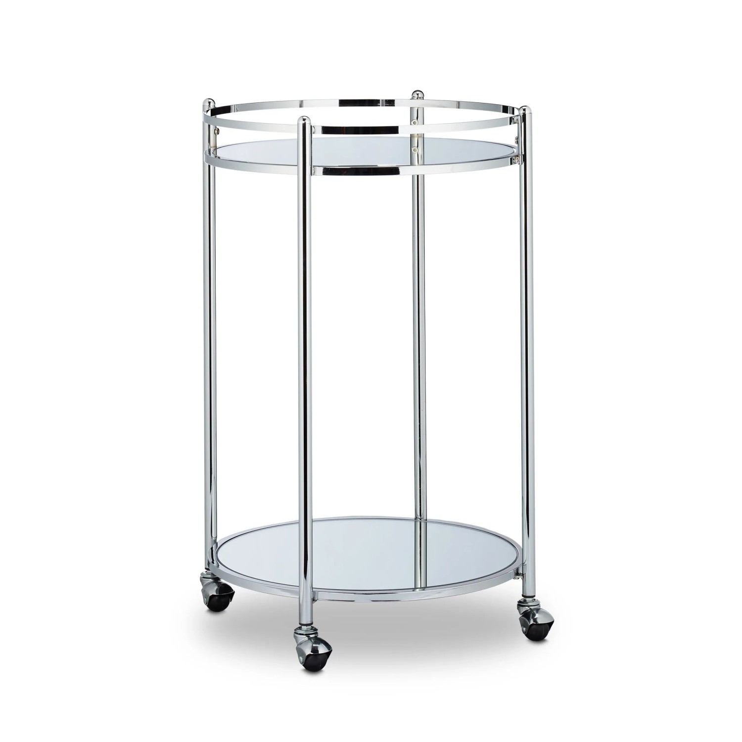 Relaxdays Servierwagen Stahl Glas Silber Rollbar 75 cm x 50 cm 6,6 kg