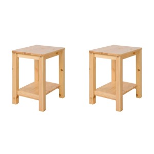 Homestyle4u Nachttisch 2er Set Holzhocker Hocker Holz Natur 2271