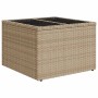 Beiger vidaXL Garten-Fußhocker aus Polyrattan mit Stauraum, Teil der 8-tlg. Sofagarnitur.