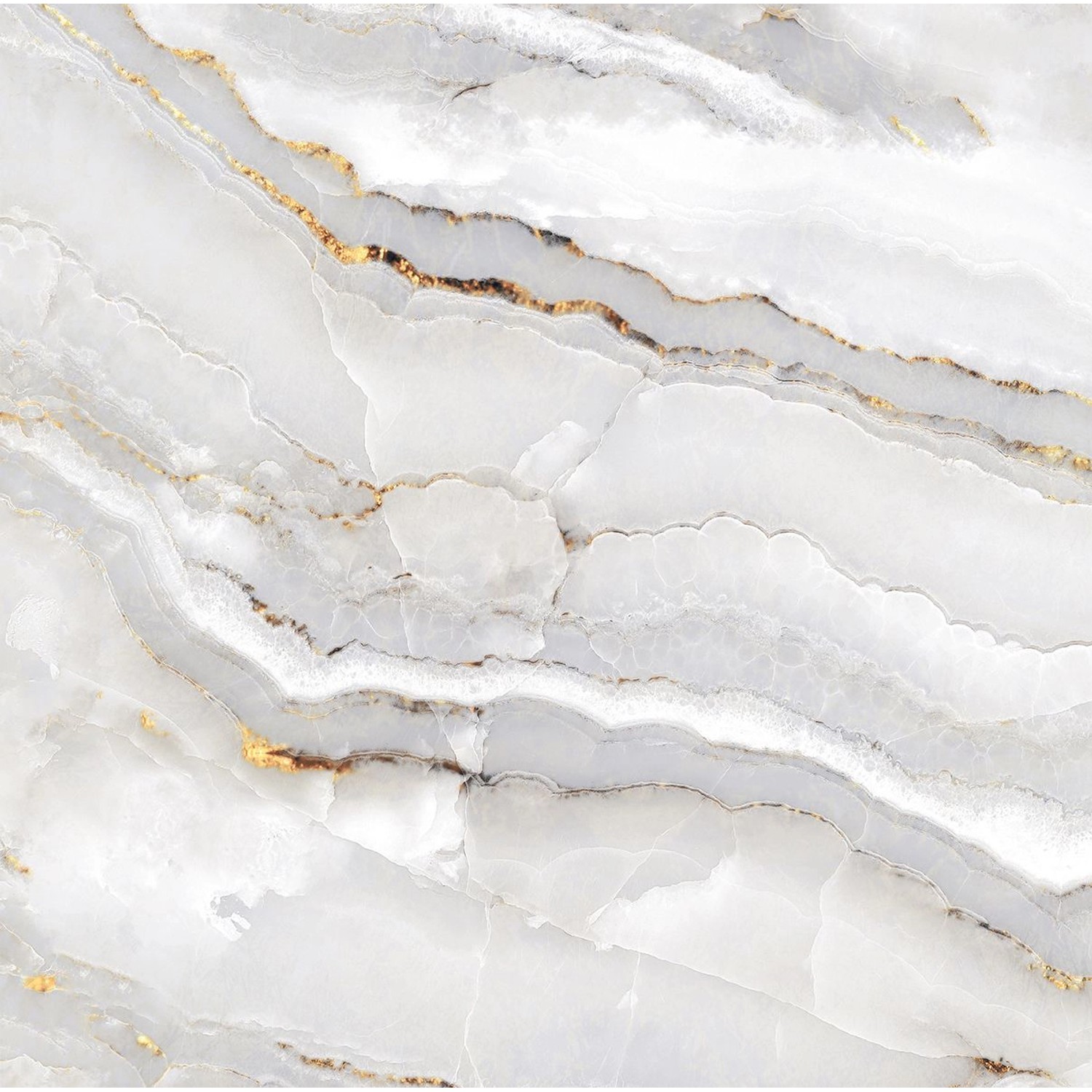 Bodenfliese Feinsteinzeug, glasiert und poliert, 60x60 cm, Marmor-Optik.