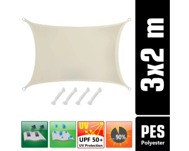 Amagenix Sonnensegel 2,4 X 3,4 M In Sandfarben – UV-Schutz 95%, Aus HDPE-Gewebe, Für Terrasse, Garten & Poolbereich