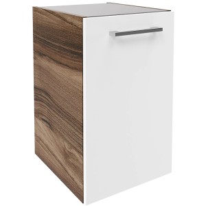 Fackelmann Waschtisch-Unterschrank Verona, Nussbaum/Weiß Hochglanz, 35 cm breit.