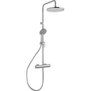 Verchromtes baliv Überkopfbrause-Set KBS-22.20 mit Kopf- und Handbrause sowie Thermostat-Armatur.