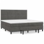 Dunkelgraues vidaXL Boxspringbett (200x200 cm) mit Matratze und Bank aus Samt.