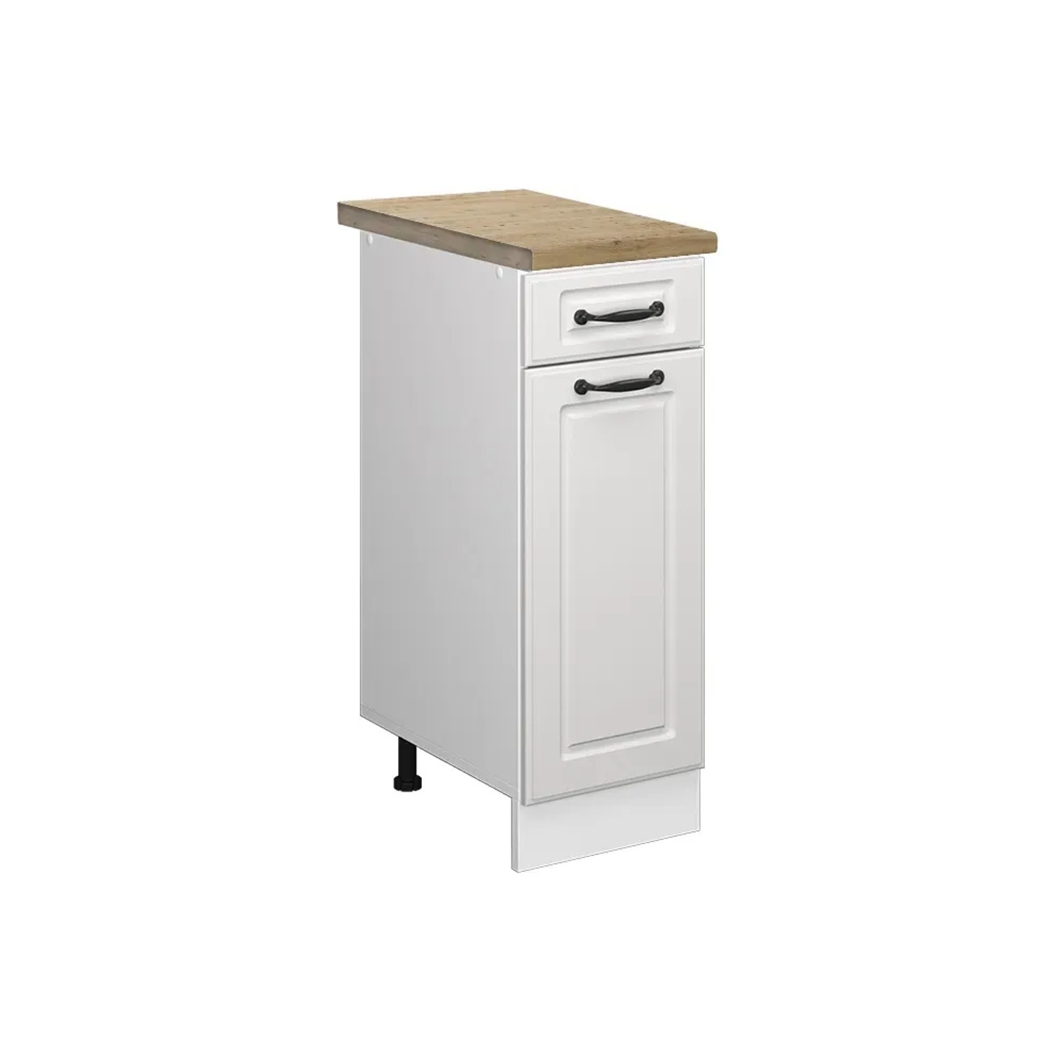 Vicco Küchenunterschrank R-Line Schubladenschrank für die Küche Weiß Landhaus/Weiß 30 cm AP Eiche