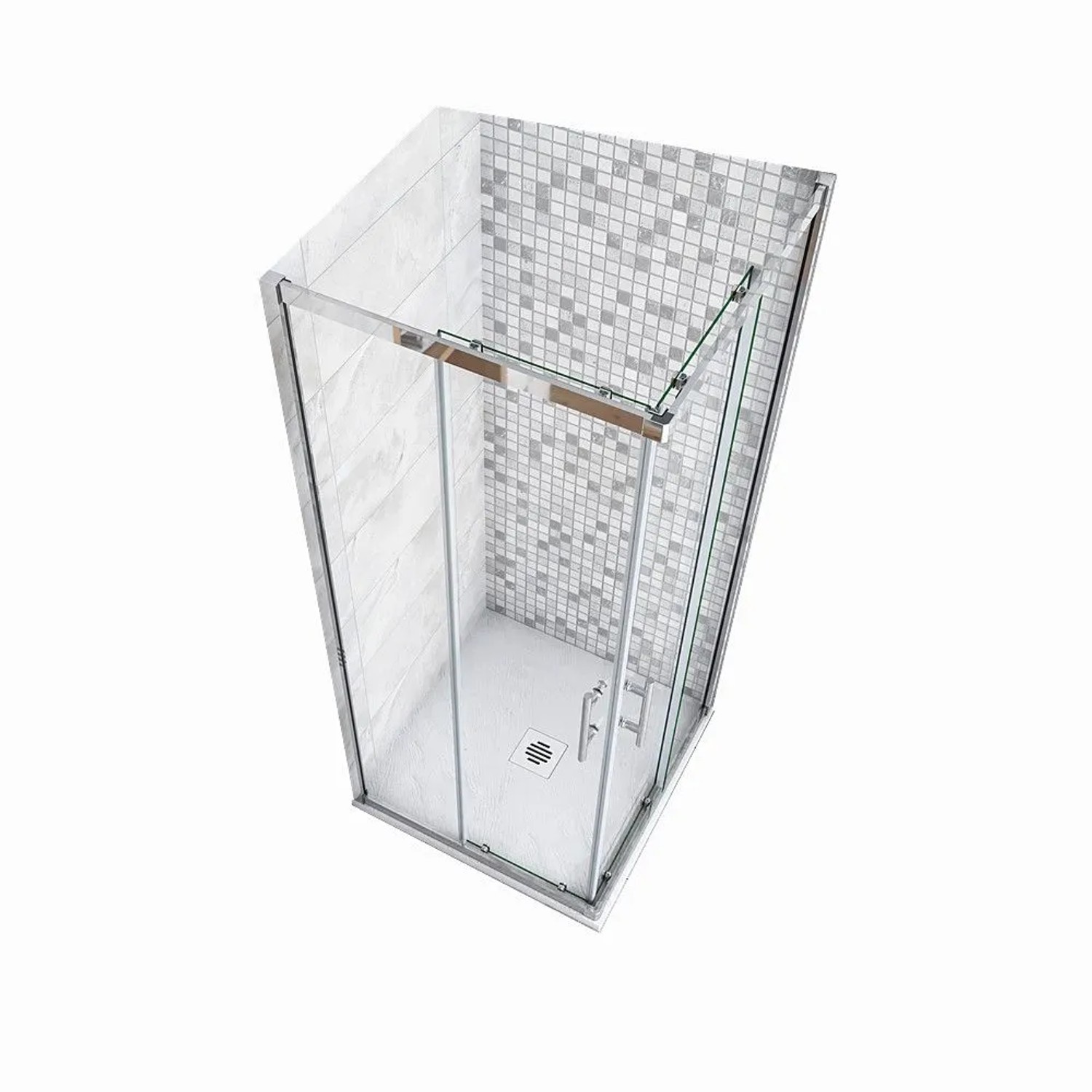 Duschparadies Duschkabinen 90x90x185cm Eckeinstieg Duschen Schiebetür 6mm Glas Hochglanz Verchromt Eckdusche