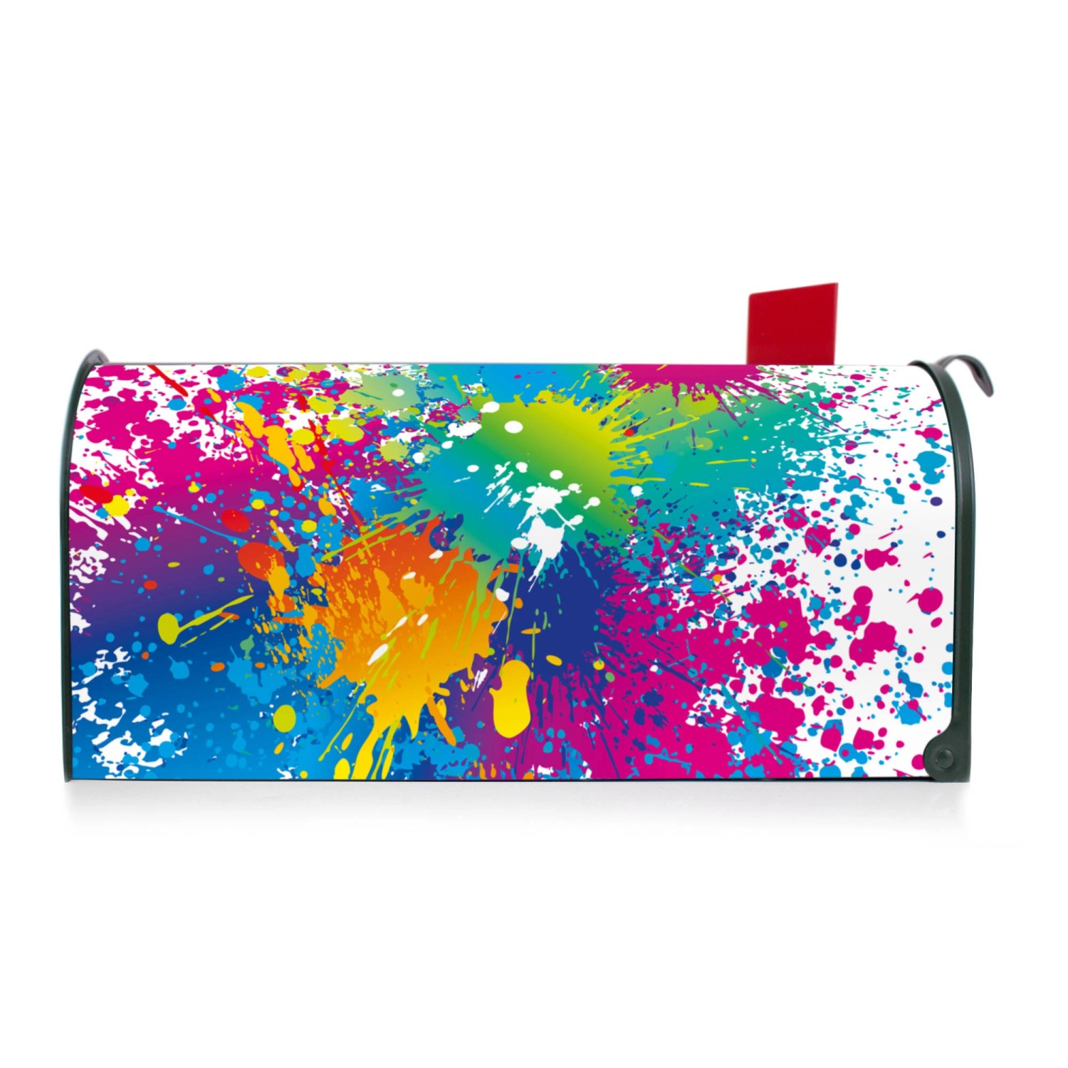 Banjado US Briefkasten Grün mit Farbspritzer-Motiv, Stahl, 48x22x16cm.