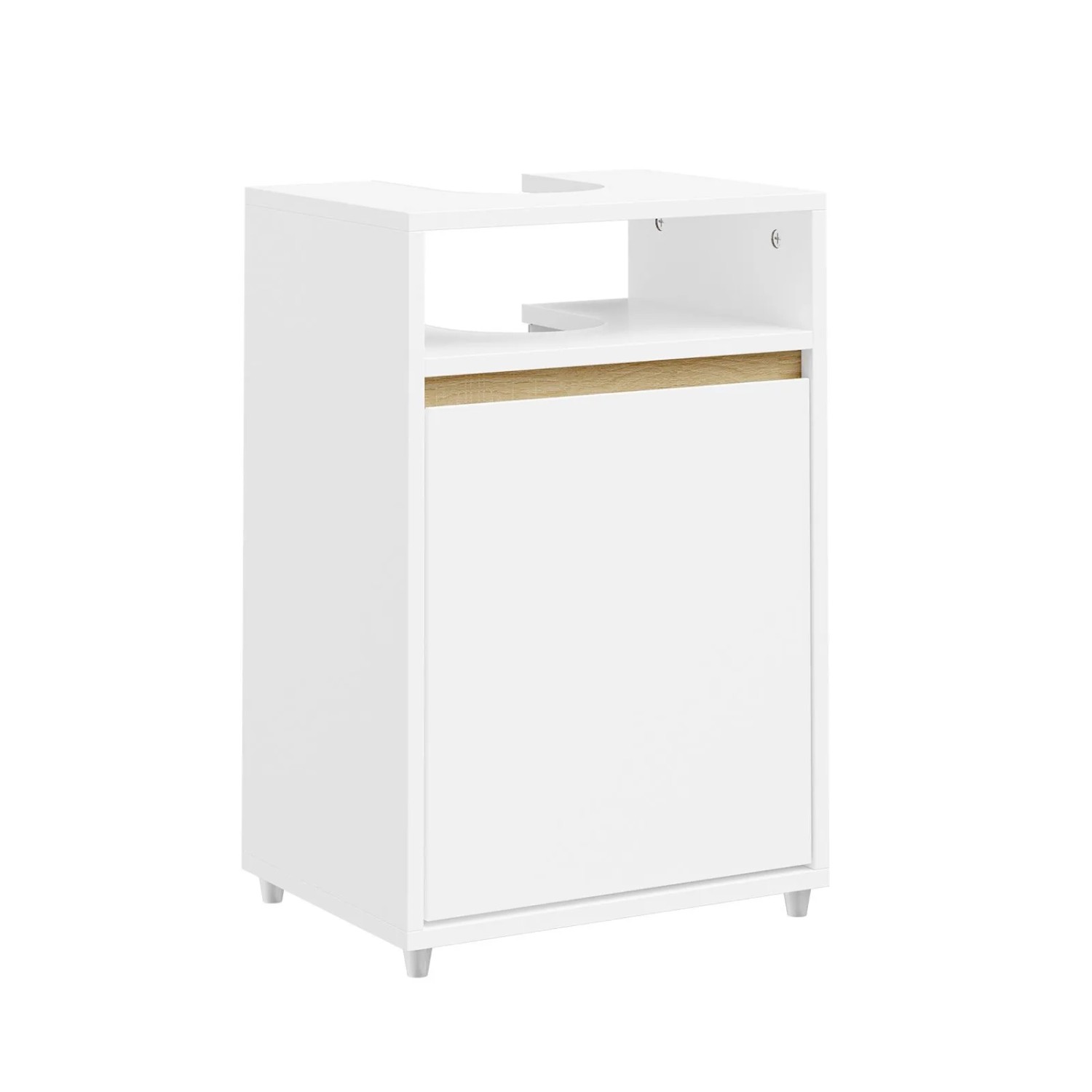 SoBuy Waschbeckenunterschrank Schmal mit U-Aussparung Badezimmerschrank Stehend für Kleine Bäder 40x60x30cm Weiß BZR222-W