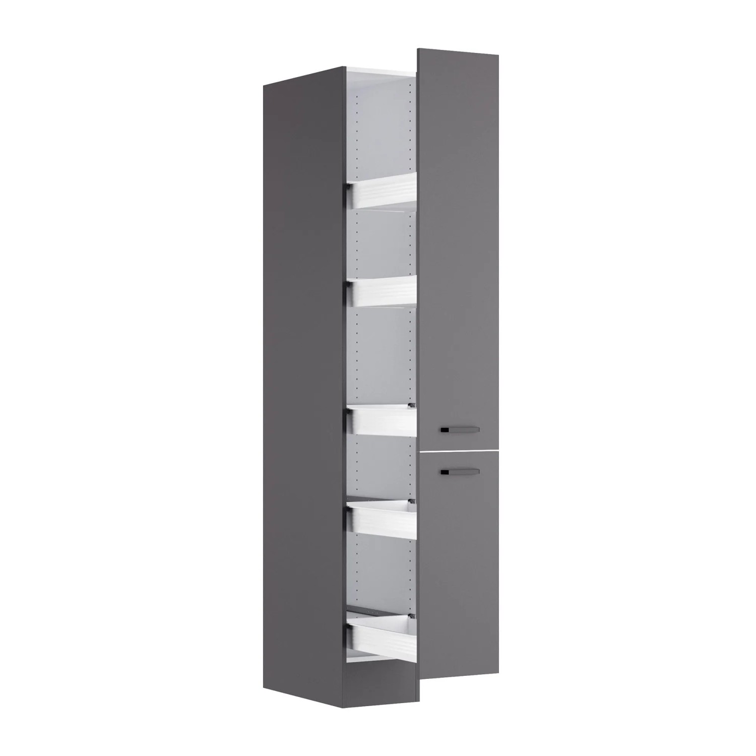 OPTIFIT Apothekerschrank Kiel420, 30cm breit, Anthrazit Matt, mit Auszügen und Schubkästen für Hauswirtschaftsraum.
