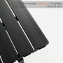 Nahaufnahme der schwarzen, rollbaren Aluminium-Tischplatte des Sekey Klapp-Campingtisches. Robustes Design für Camping & Outdoor.