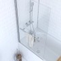 Aurlane Badewannenaufsatz Prime, 1-flügelig, Chrom, 150x85 cm, mit Handtuchhalter.