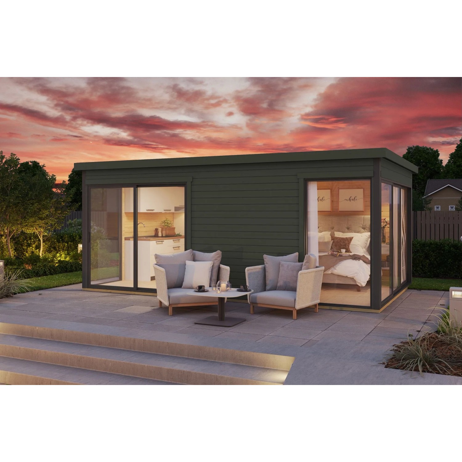 Lasita Gartenhaus Domeo 3 Grau-Grün 508,8 cm x 321,9 cm