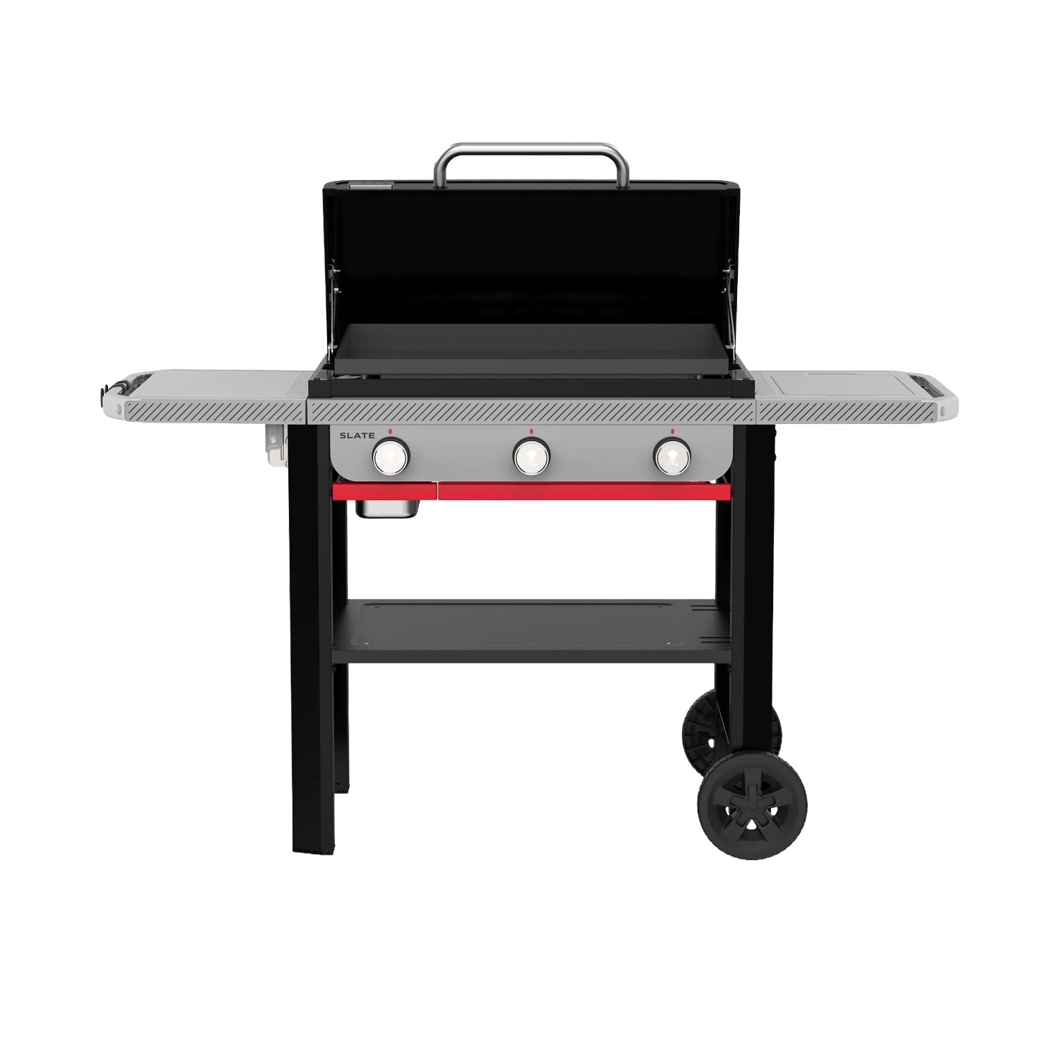 Weber Gasgrill Slate GPD Premium Plancha 71 cm, Grillwagen mit 3 Brennern und Ablagetischen.