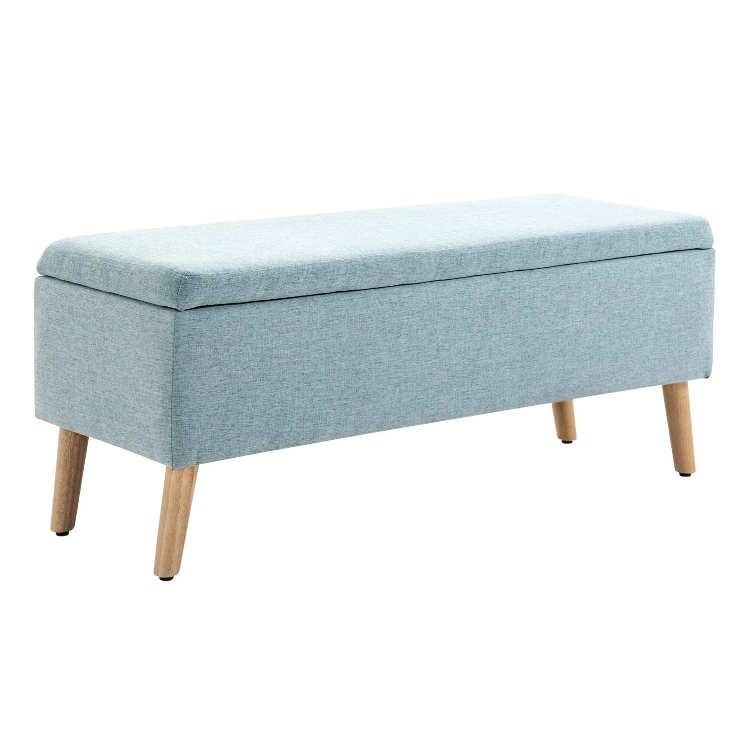 HOMCOM Sitzbank mit Stauraum Leinenoptik Gummiholz 110 x 39 x 45 cm