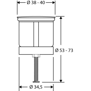 Skizze Excenterstopfen mit Dekor Glücksbringer, 38-40mm, für Waschbecken. Technische Zeichnung.