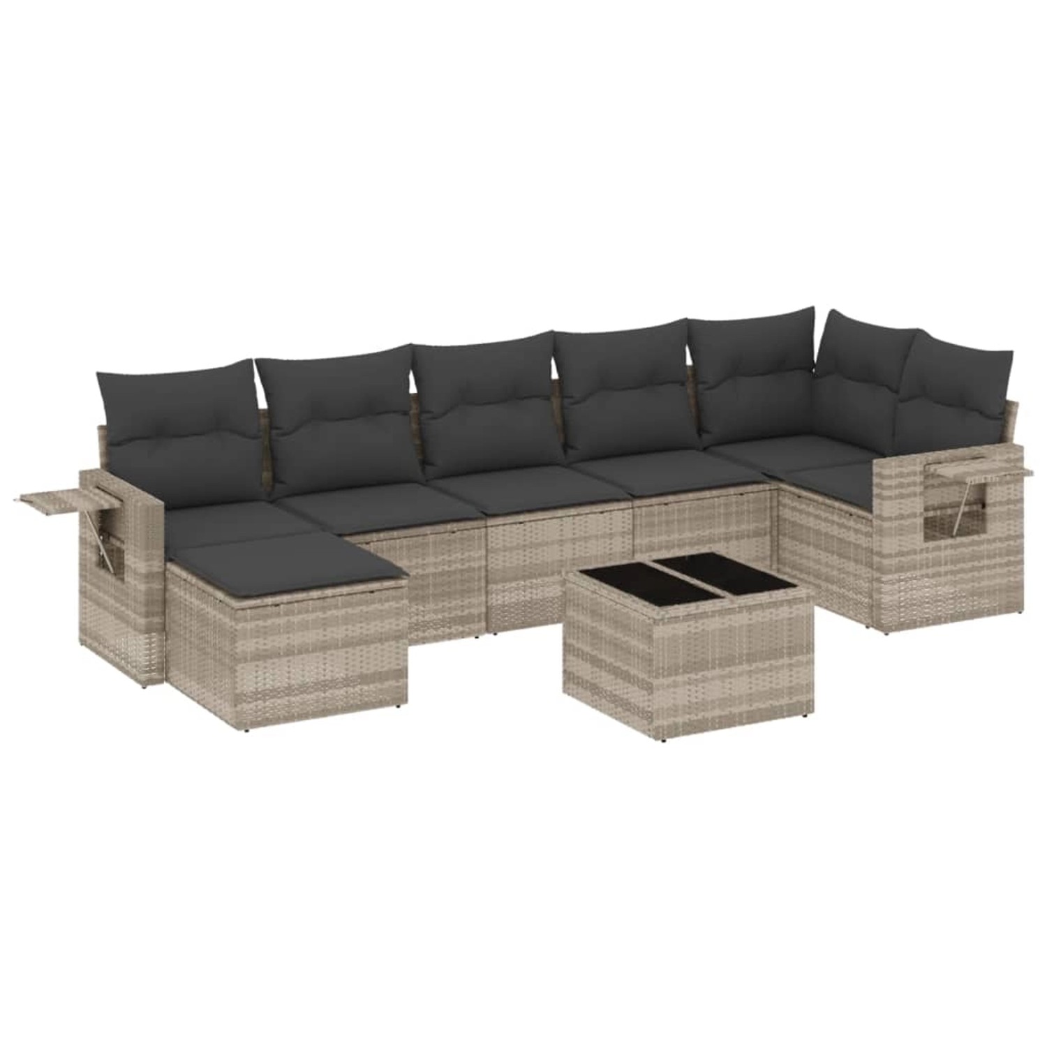 vidaXL 8-Tlg Garten-Sofagarnitur mit Kissen Hellgrau Poly Rattan 3252829 günstig online kaufen
