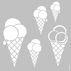 Marabu Schablone Ice Cream, 33x33cm, mit Eiswaffel-Motiven für Wandgestaltung.
