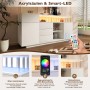 Weißes Merax Sideboard 160 cm mit LED-Beleuchtung, Acrylstützen, Schubladen & Schränken. Moderne Wohnzimmer Kommode.