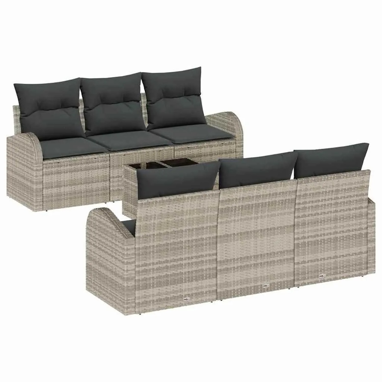 vidaXL Gartensofa-set Hellgrau 55 x 55 x 37 cm Poly-Rattan 3345932 günstig online kaufen