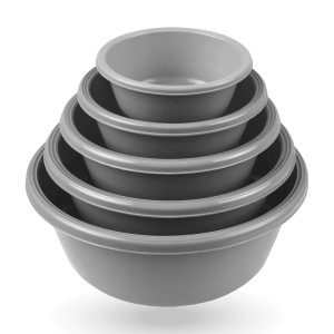 Bestgoodies Schüssel 5er Set Grau, Küchenhelfer, stapelbar.