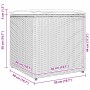 Graue vidaXL Kissenbox aus Poly-Rattan, 50x50x50 cm, zur Aufbewahrung im Garten.
