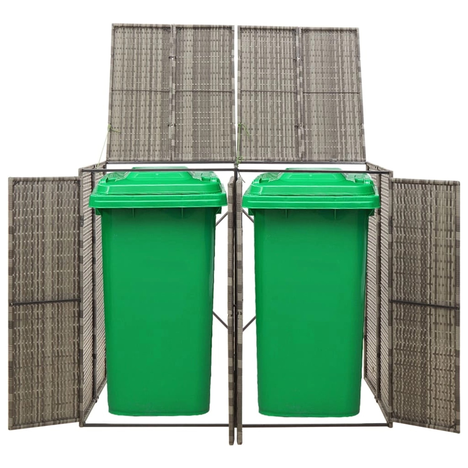 vidaXL Mülltonnenbox für 2 Tonnen Grau 140x80x117 cm Poly Rattan
