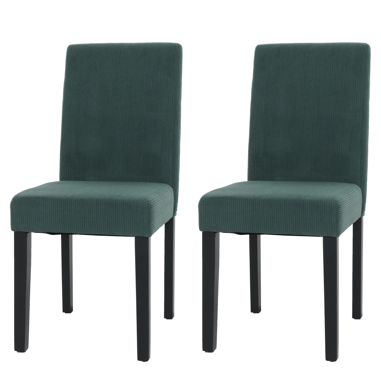 MCW Esszimmerstuhl Littau Cord 2er-Set Grün Dunkle Beine günstig online kaufen