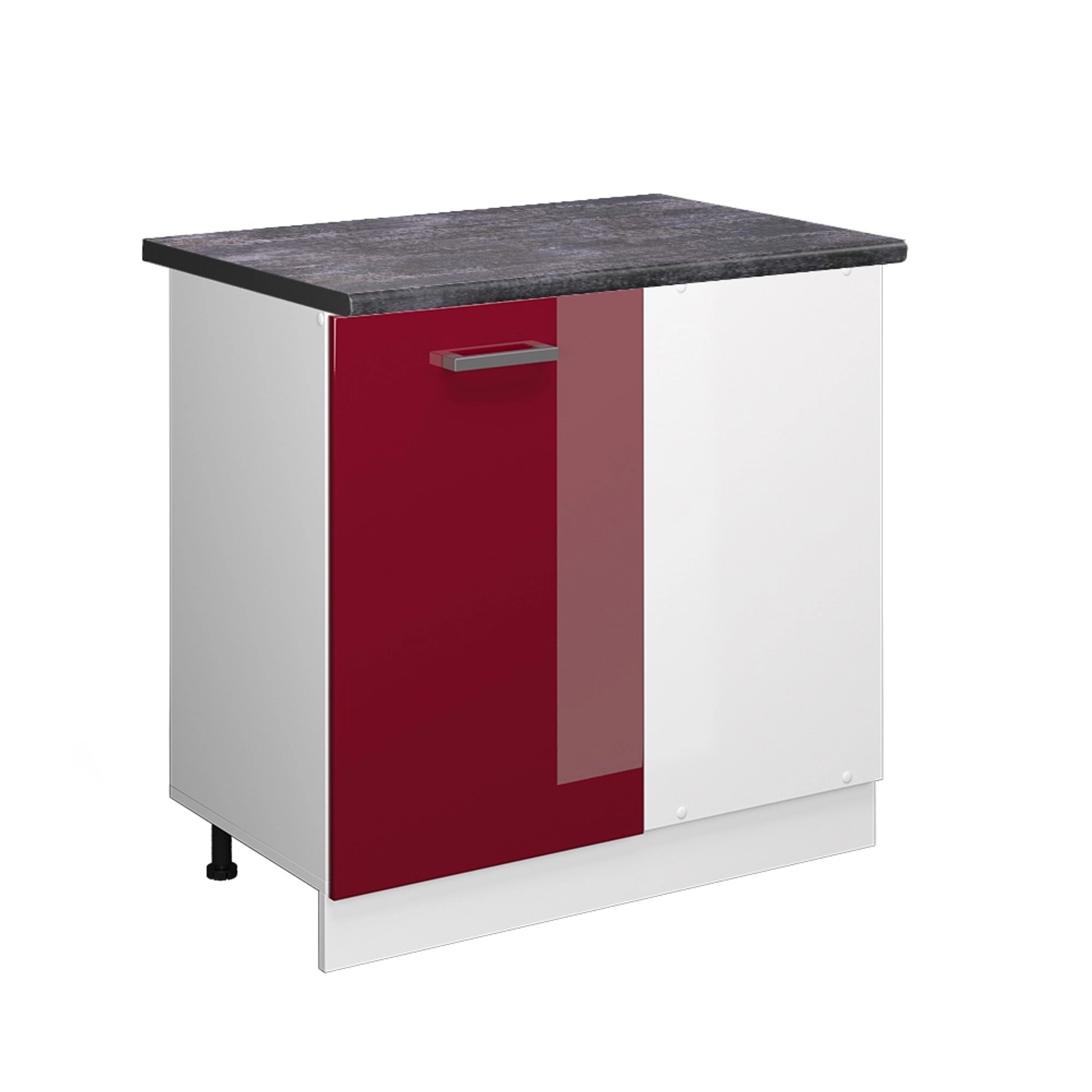 Vicco Eckunterschrank R-Line Bordeaux Hochglanz/Weiß 86 cm AP Anthrazit