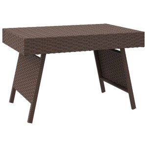 Brauner, klappbarer vidaXL Beistelltisch aus Poly Rattan, 60x40x38 cm. Ideal für Garten und Innenbereich.