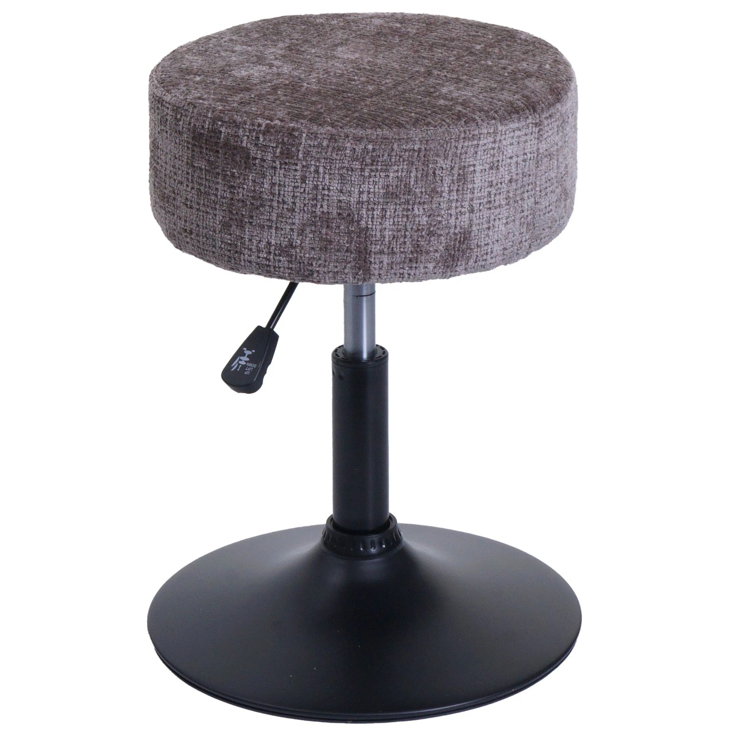 MCW Hocker C22 Höhenverstellbar Drehbar Ø 37cm Stoff Chenille Braun