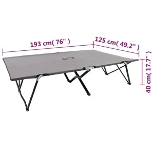 Graue vidaXL Doppelliege, klappbar, aus Stahl. Ideal für Camping und Outdoor-Aktivitäten.