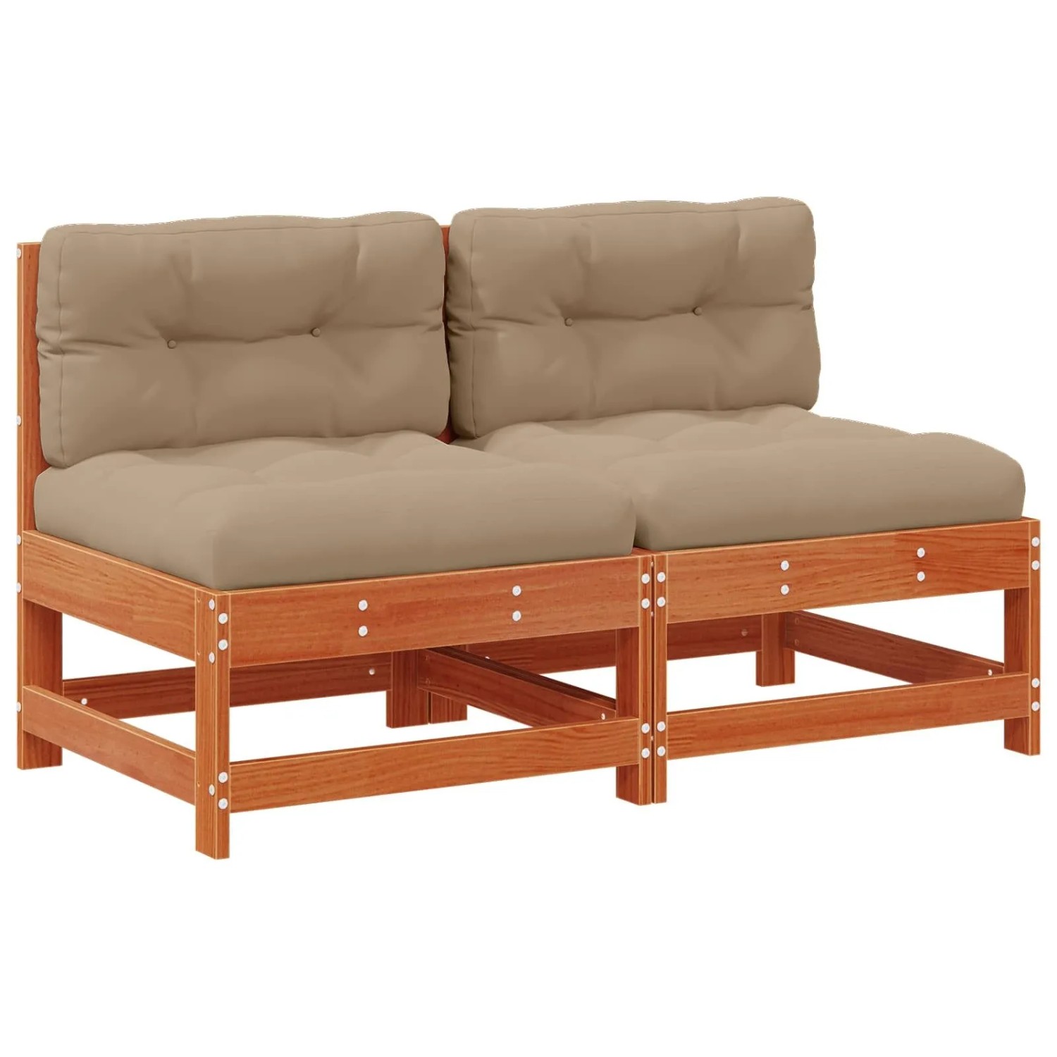 vidaXL Garten Mittelssofa Massives Kiefernholz Wachsbraun 865481