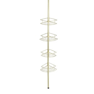 Wenko Teleskop-Eckregal Dolcedo, Badregal mit 4 Ablagen, rostfreier Edelstahl, Gold matt.