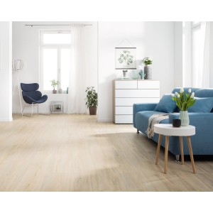 Living by Haro Designboden HydroStar Eiche Como im Wohnraum, Vinylboden in Landhausdielen Optik.