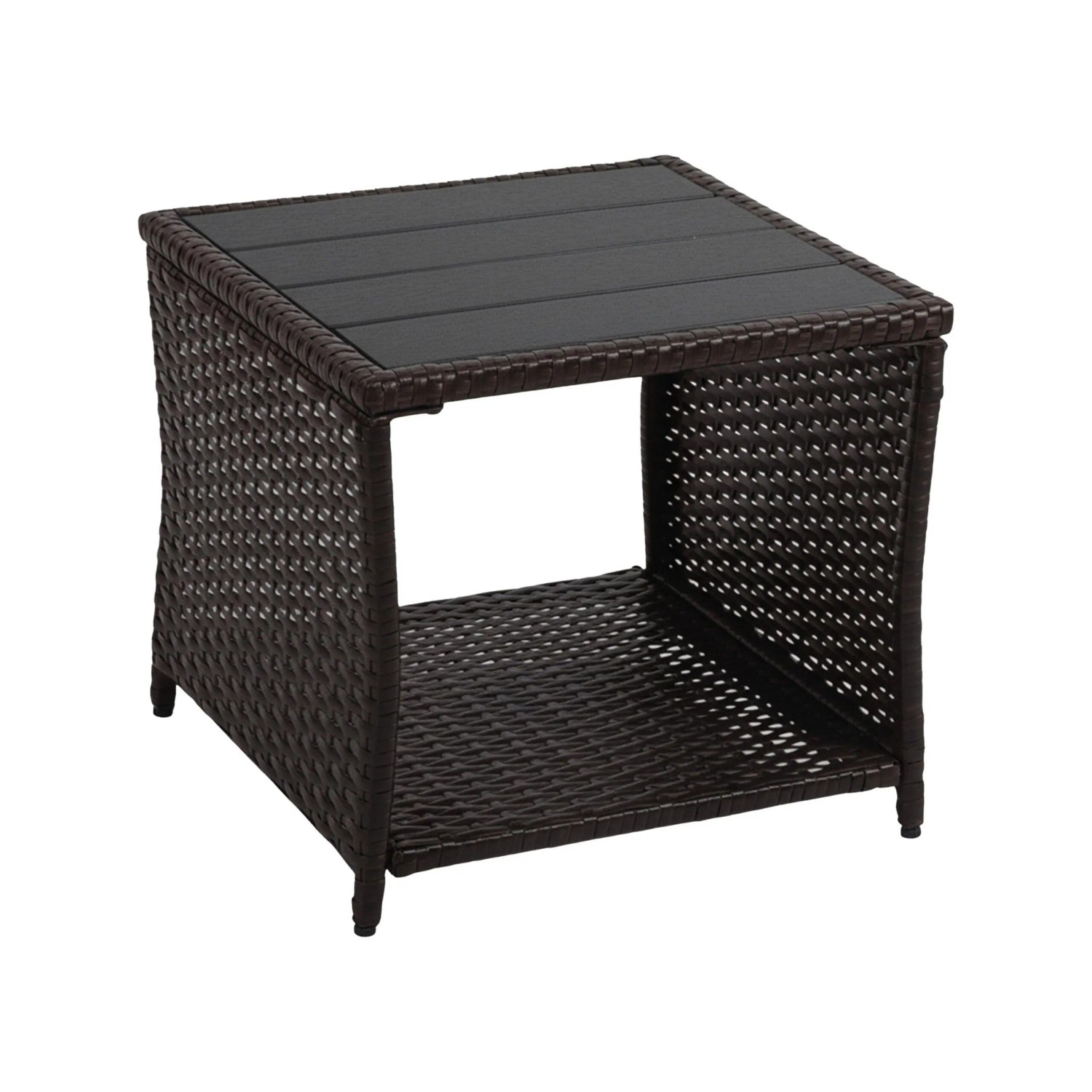 Relaxdays Balkontisch Polyrattan WPC Stahl Braun Wetterfest 40 x 45 x 45 cm