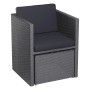 Balkonmöbel Sessel Hazelton, Polyrattan grau mit anthrazitfarbenen Auflagen.