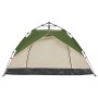 Grünes Kuppelzelt 210x150x130 cm mit beigem Innenzelt und schwarzem Boden. Offener Eingang für Camping & Outdoor.