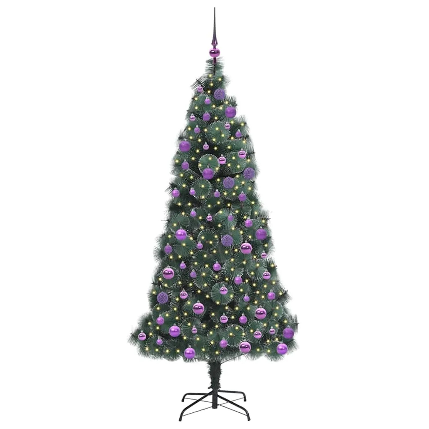 vidaXL Künstlicher Vorbeleuchteter Weihnachtsbaum mit Kugelset 180 cm 3396172
