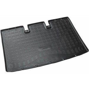 Schwarze Gummi Kofferraumwanne für VW T5/T6 Caravelle (kurzer Radstand) ab 2003.