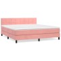 Rosa vidaXL Boxspringbett mit Matratze, Samt, 160x200 cm. Bett mit Kopfteil und Matratzenauflage.