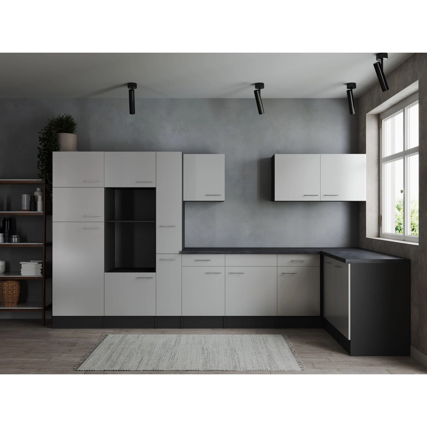 Respekta Winkelküche Oliver 370 cm Weiß ohne E-Geräte