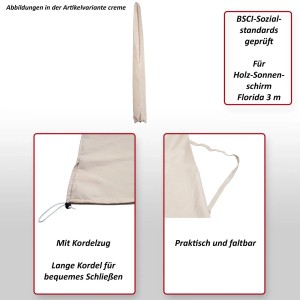 MCW Schutzhülle für 3m Sonnenschirm Lissabon in Creme. Wetterfeste Abdeckung mit Kordelzug.