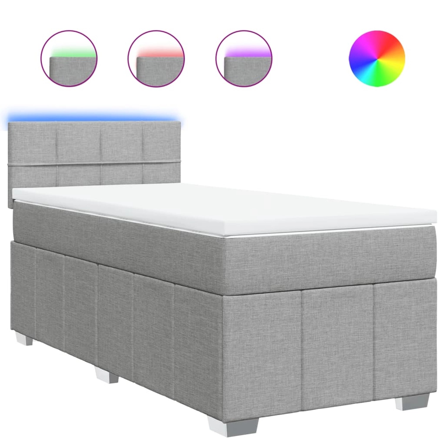 vidaXL Boxspringbett mit Matratze Hellgrau 100x200 cm Stoff 3289279 günstig online kaufen